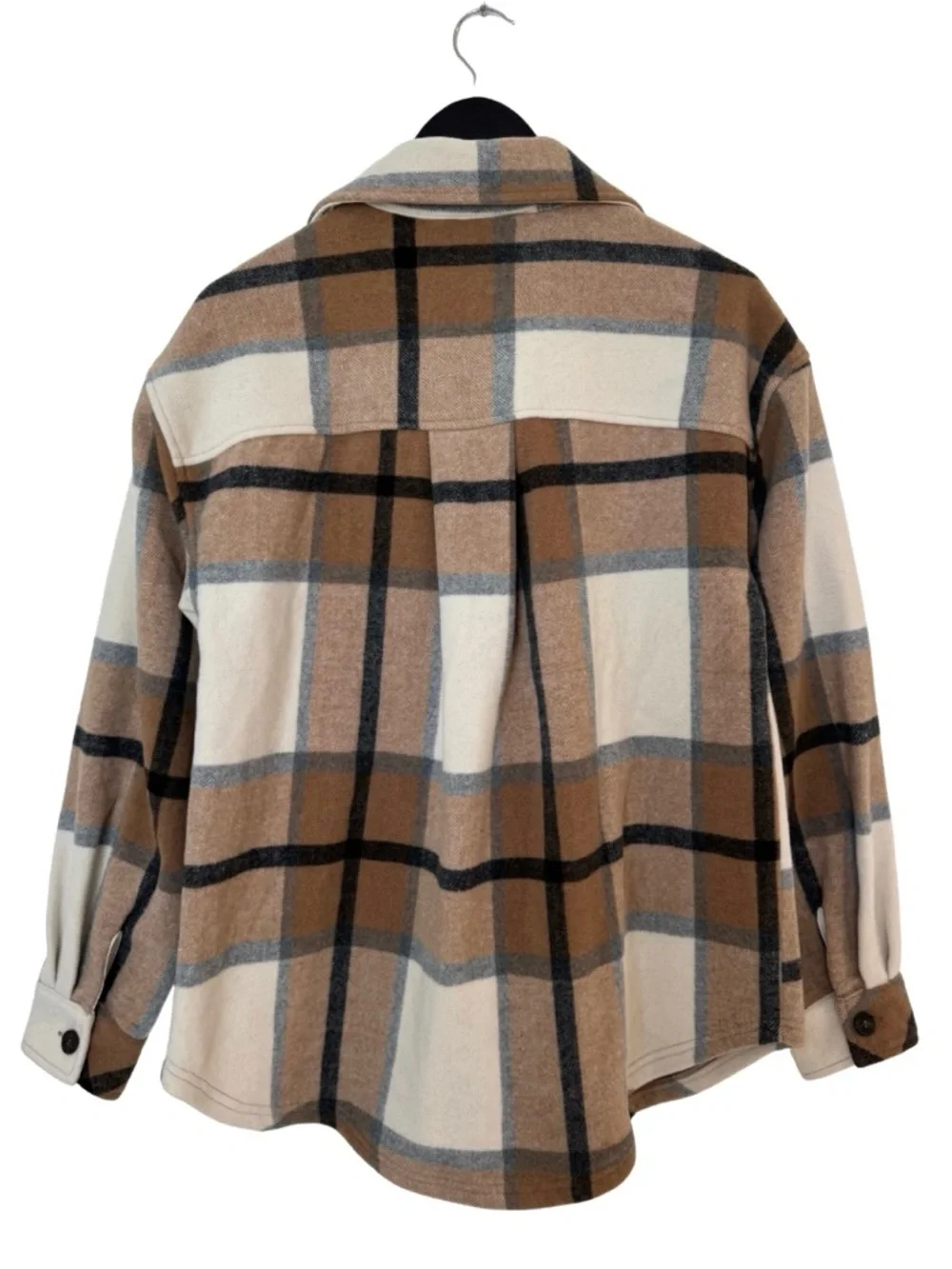 Woolx Sawyer Oversized Merino Wool Shacket Espresso Plaid S Brown Shirt Jacket - Picture 4 of 10